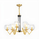 Elegant Modern Clear Glass Globes Gold Pendant Chandelier Image - 2