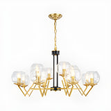 Elegant Modern Clear Glass Globes Gold Pendant Chandelier Image - 4