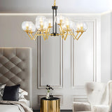 Elegant Modern Clear Glass Globes Gold Pendant Chandelier Image - 6