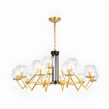 Elegant Modern Clear Glass Globes Gold Pendant Chandelier Image - 7