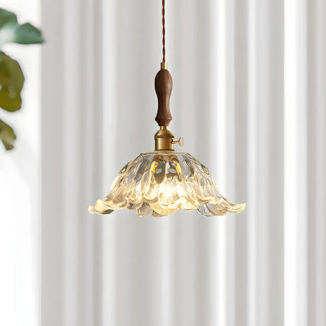 Elegant Modern Flower Clear Glass Pendant Light Image - 2