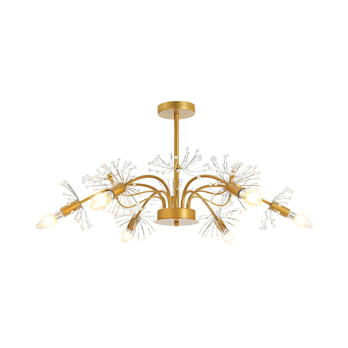 Elegant Modern Gold Crystal Dandelion Ceiling Chandelier Image - 3