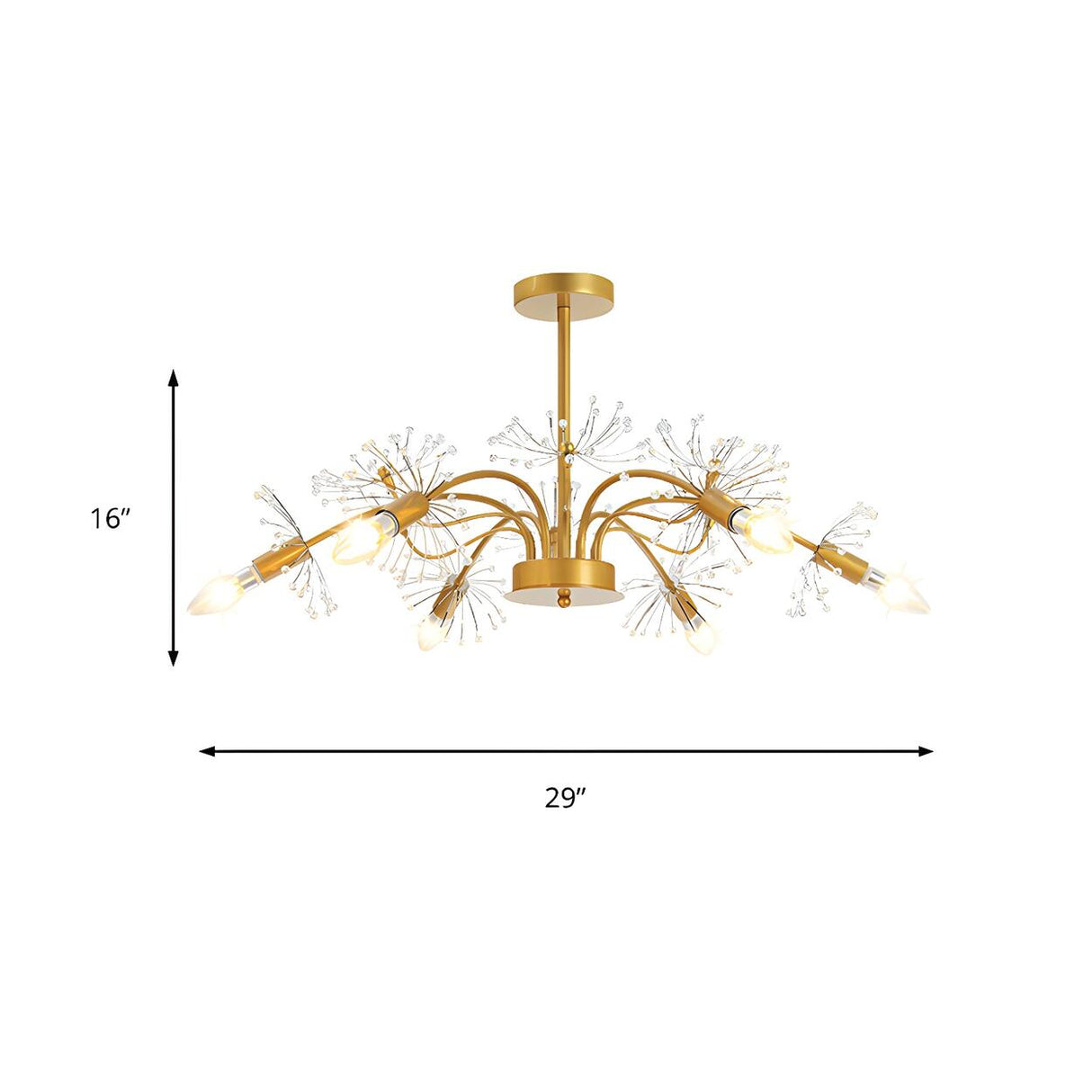 Elegant Modern Gold Crystal Dandelion Ceiling Chandelier 