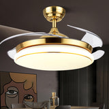 Elegant Modern Round 4 Blade Ceiling Fan with LED Light Image - 1