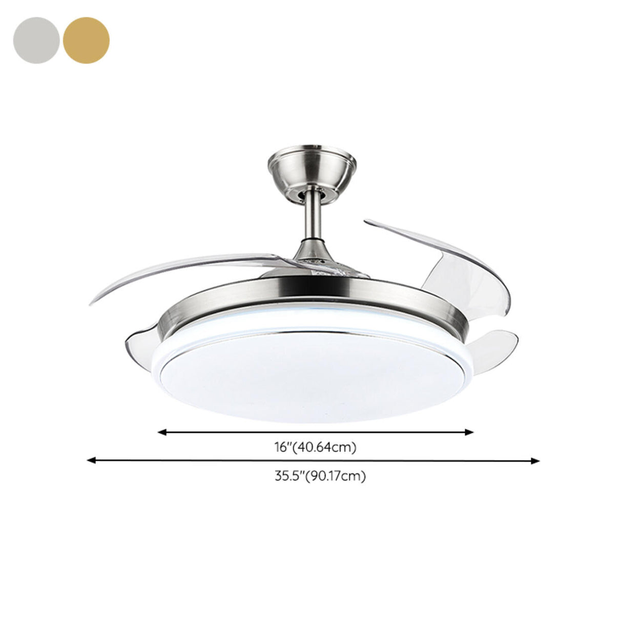 Elegant Modern Round 4 Blade Ceiling Fan with LED Light 