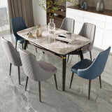 Elegant Modern Round Extendable Stone Dining Table Grey Image - 3