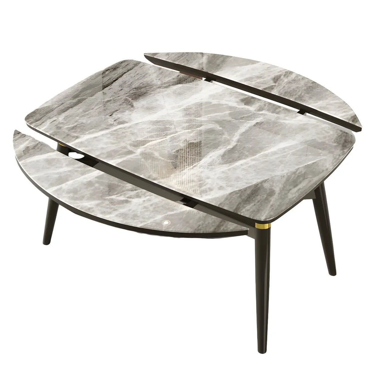 Elegant Modern Round Extendable Stone Dining Table Grey Image - 9