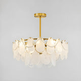 Elegant Modern Tiered Leaf Glass Chandelier Dining Room Image - 6