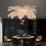 Elegant Modern White Feather Chandelier for Dining Room Image - 1