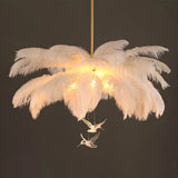 Elegant Modern White Feather Chandelier for Dining Room Image - 10