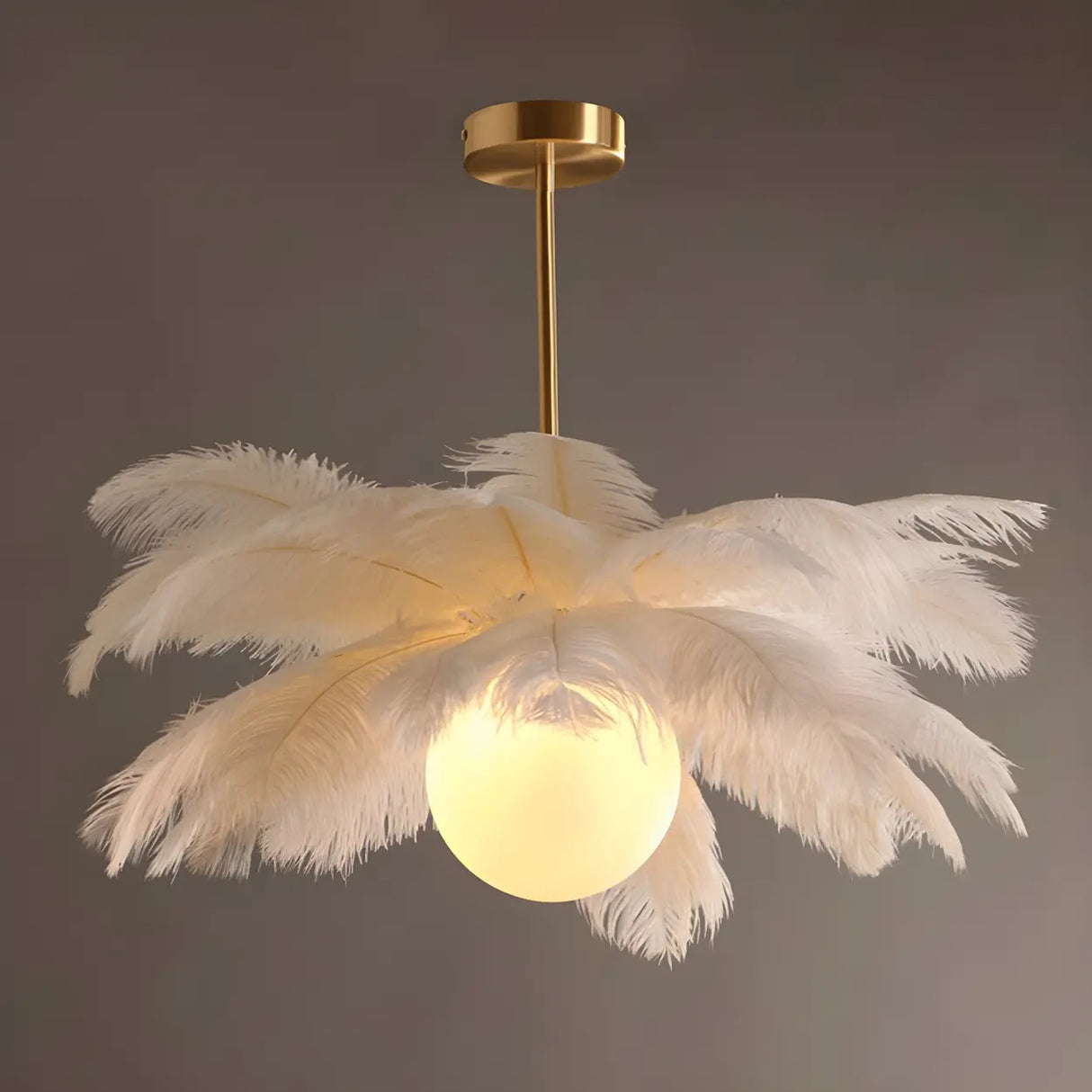 Elegant Modern White Feather Chandelier for Dining Room Image - 11