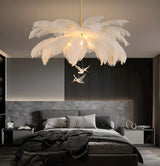 Elegant Modern White Feather Chandelier for Dining Room Image - 14