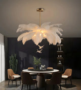 Elegant Modern White Feather Chandelier for Dining Room Image - 15