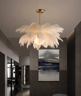 Elegant Modern White Feather Chandelier for Dining Room Image - 16