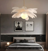 Elegant Modern White Feather Chandelier for Dining Room Image - 17