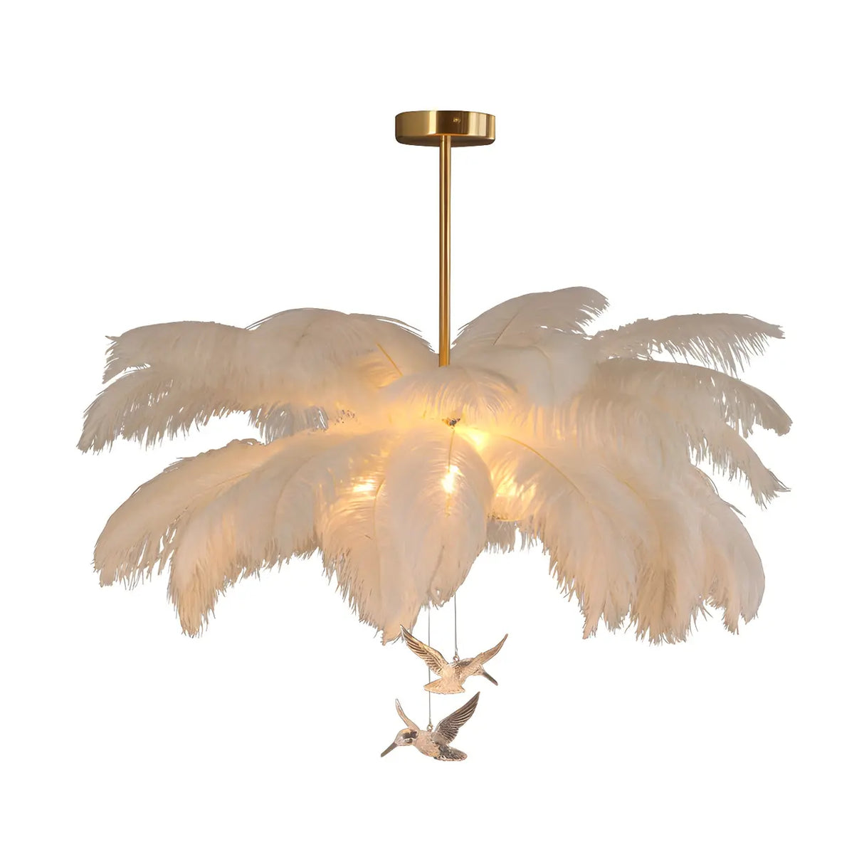 Elegant Modern White Feather Chandelier for Dining Room Image - 2