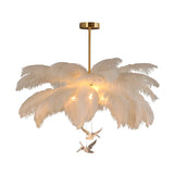 Elegant Modern White Feather Chandelier for Dining Room Image - 2