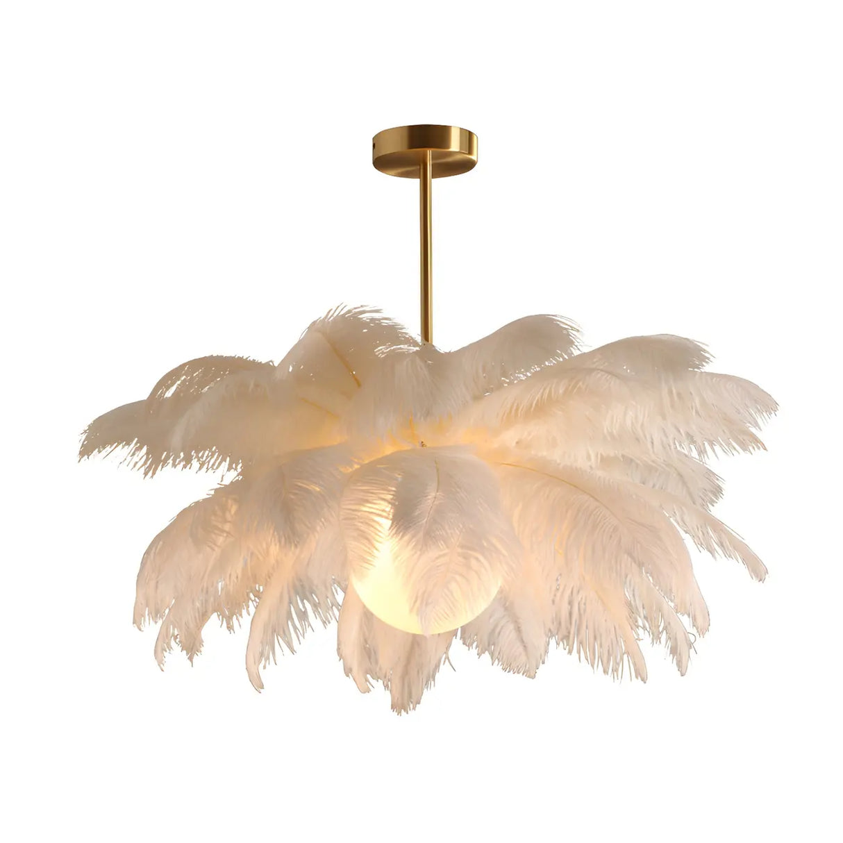 Elegant Modern White Feather Chandelier for Dining Room Image - 3