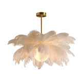 Elegant Modern White Feather Chandelier for Dining Room Image - 3