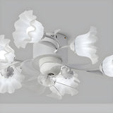 Elegant Multi Light Flush Mount Flower Ceiling Fan Lamp Image - 11