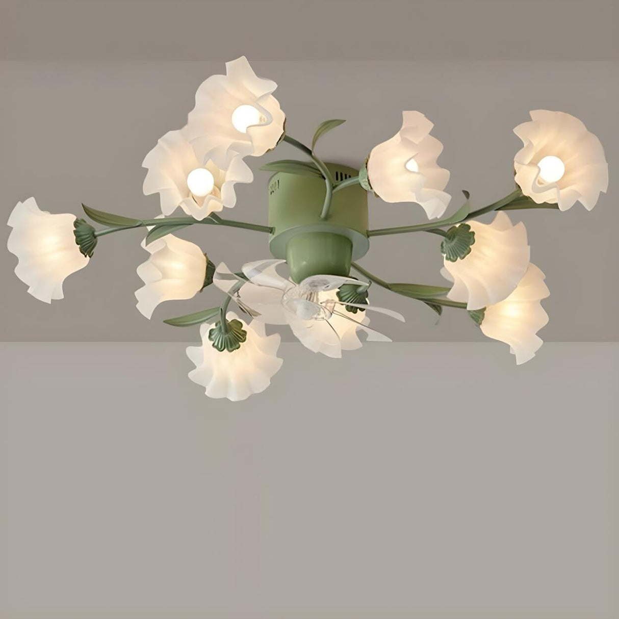 Elegant Multi Light Flush Mount Flower Ceiling Fan Lamp Image - 7