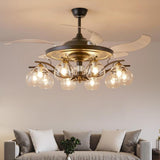 Elegant Multi-Light Glass Cover Chandelier Fan Lights Image - 1