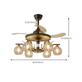 Elegant Multi-Light Glass Cover Chandelier Fan Lights #size