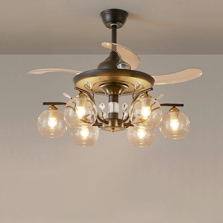 Elegant Multi-Light Glass Cover Chandelier Fan Lights Image - 2