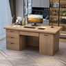 Elegant Natural Wooden Drawers Shelves Computer Desk Image - 3