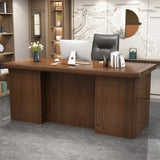 Elegant Natural Wooden Drawers Shelves Computer Desk Image - 4