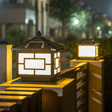 Elegant Oriental Style Square Garden Solar Pillar Lamp Image - 12