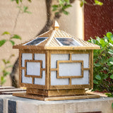 Elegant Oriental Style Square Garden Solar Pillar Lamp Image - 13