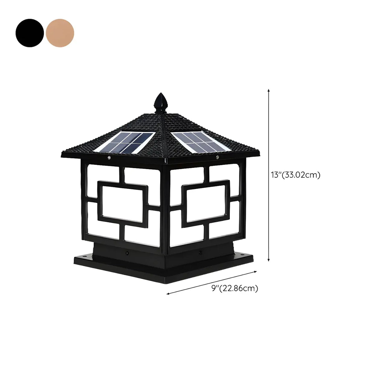 Elegant Oriental Style Square Garden Solar Pillar Lamp Image - 19