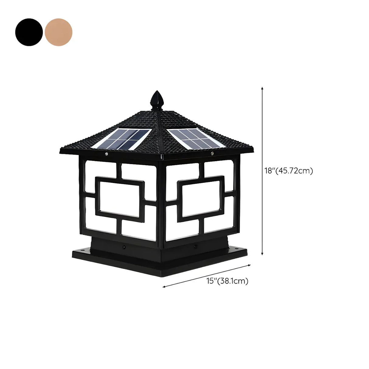 Elegant Oriental Style Square Garden Solar Pillar Lamp Image - 21