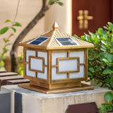 Elegant Oriental Style Square Garden Solar Pillar Lamp Image - 5