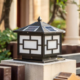 Elegant Oriental Style Square Garden Solar Pillar Lamp Image - 6