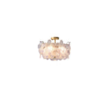 Elegant Pearl Pink Floral Glass Semi-Flush Mount Light Image - 9