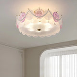 Elegant Pearl Round Glass Semi-Flush Mount Ceiling Lamp Image - 1