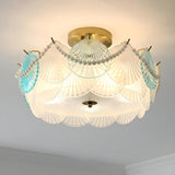 Elegant Pearl Round Glass Semi-Flush Mount Ceiling Lamp Image - 12