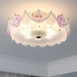 Elegant Pearl Round Glass Semi-Flush Mount Ceiling Lamp Image - 3