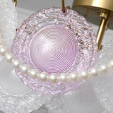 Elegant Pearl Round Glass Semi-Flush Mount Ceiling Lamp Image - 8