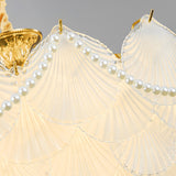 Elegant Pearl Shell Tiered Frosted Glass Pendant Chandelier Image - 11