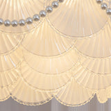 Elegant Pearl Shell Tiered Frosted Glass Pendant Chandelier Image - 13