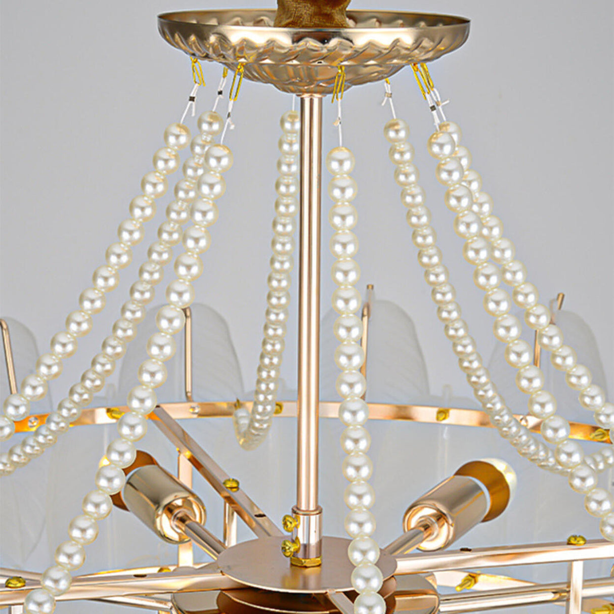 Elegant Pearl Shell Tiered Frosted Glass Pendant Chandelier Image - 14