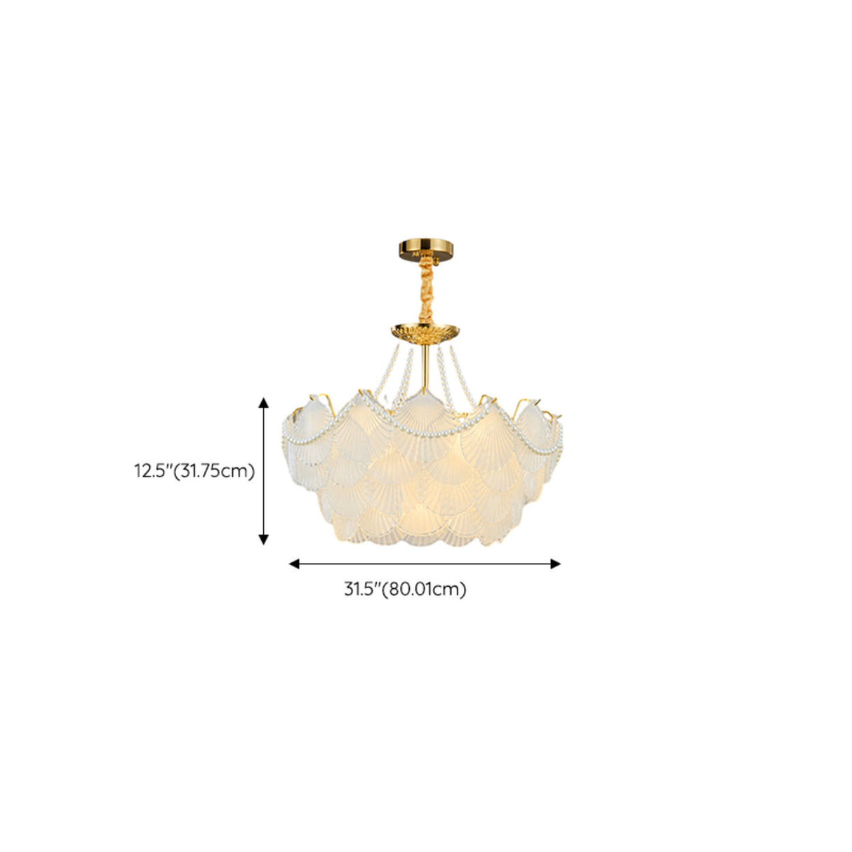 Elegant Pearl Shell Tiered Frosted Glass Pendant Chandelier Image - 18