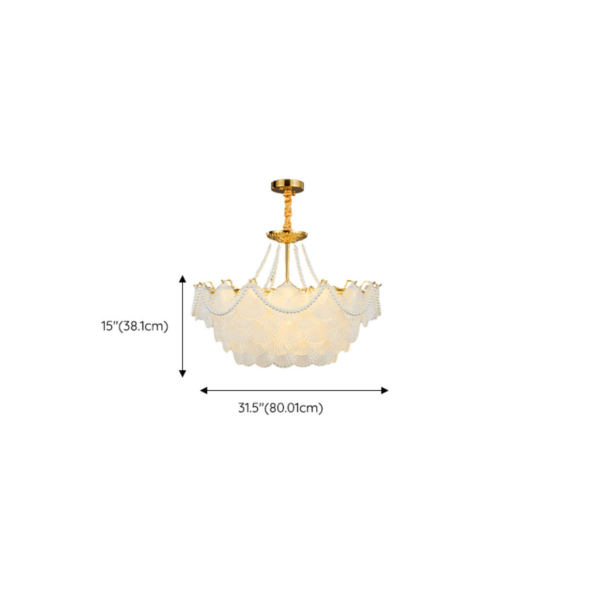 Elegant Pearl Shell Tiered Frosted Glass Pendant Chandelier Image - 19