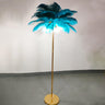 Elegant Pink Feather and Gold Stand Metal Floor Lamp Image - 3