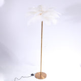 Elegant Pink Feather and Gold Stand Metal Floor Lamp Image - 5