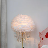 Elegant Pink Feather Crystal Pendant Decor Table Lamp Image - 11