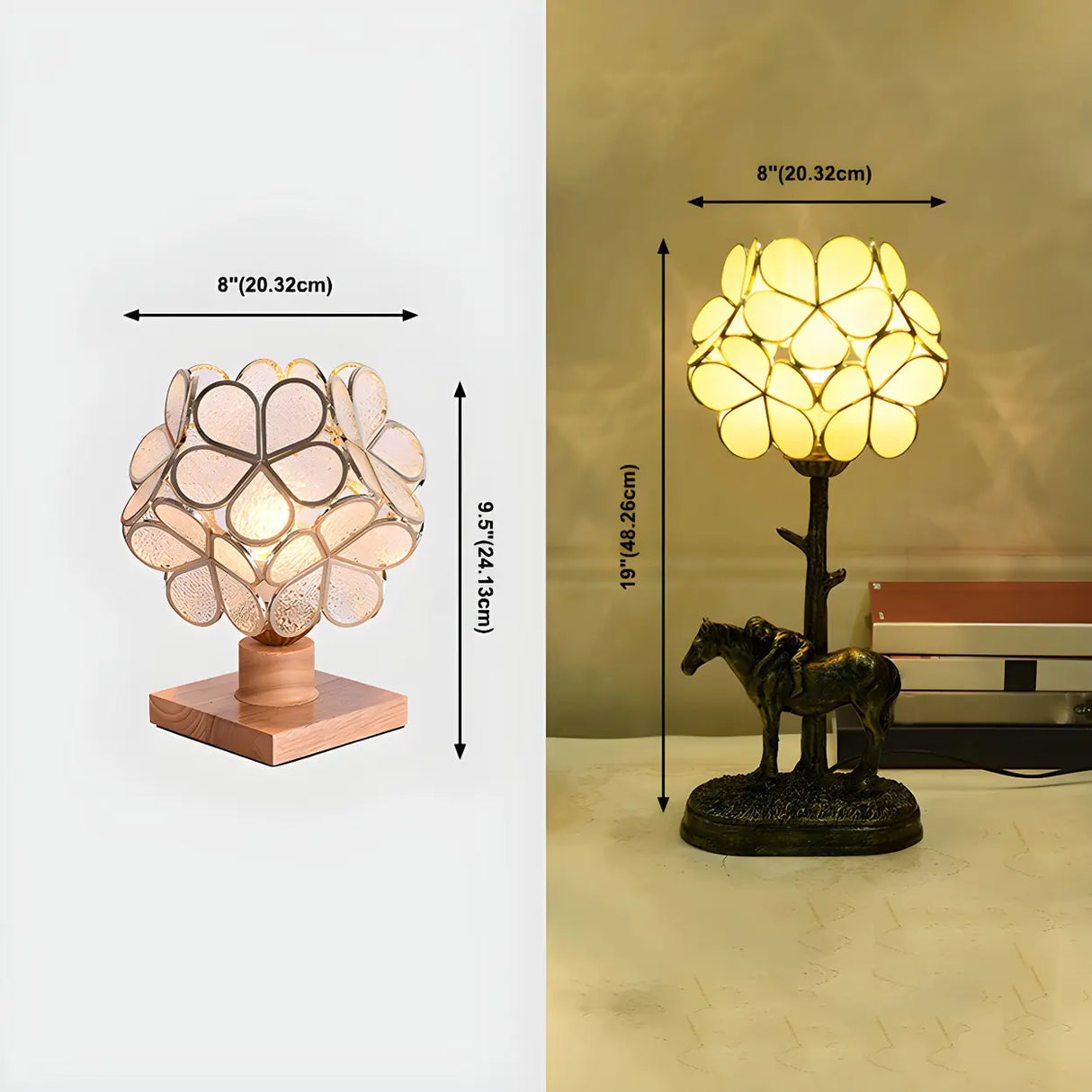 Elegant Pink Flower Ball Glass Decorative Table Lamp 